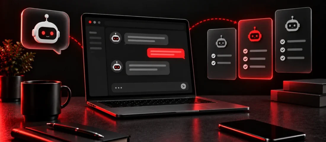 AI chatbot on a business website answering customer questions, Avikosh Digital