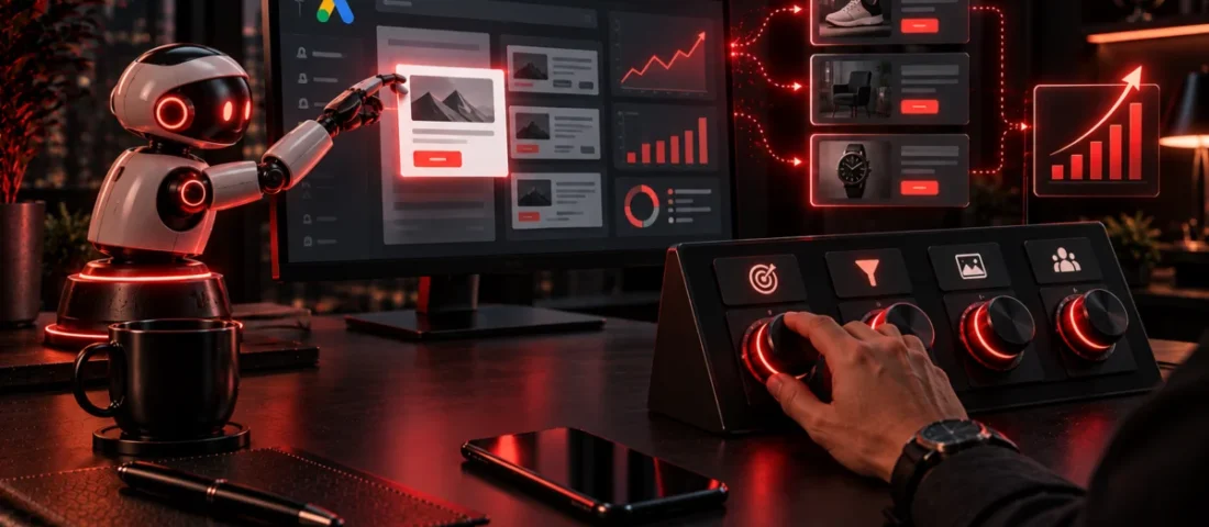 AI running Google Ads while a person controls the inputs, Avikosh Digital