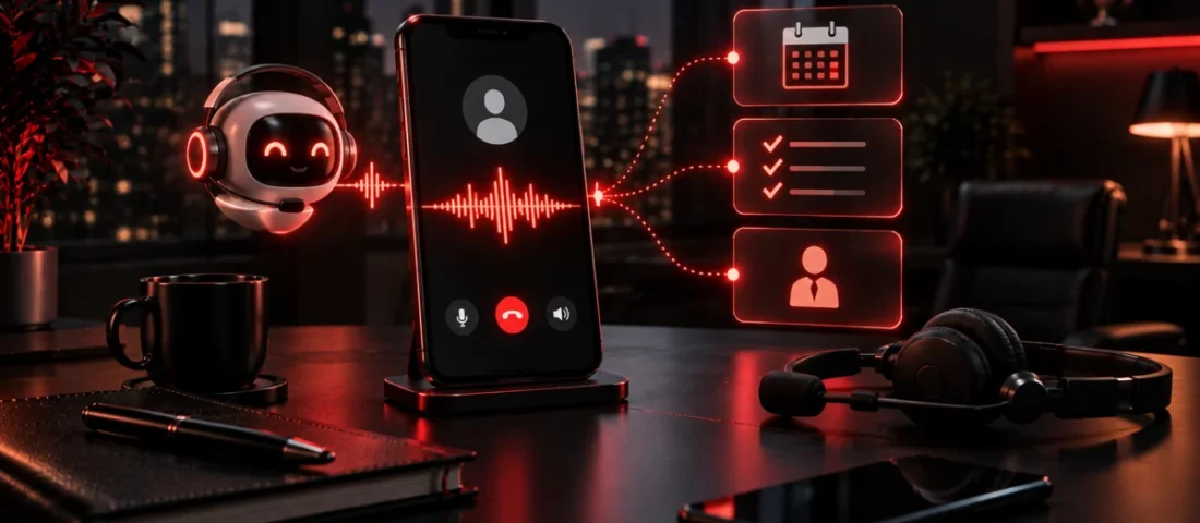 AI voice agent answering a business phone call, Avikosh Digital