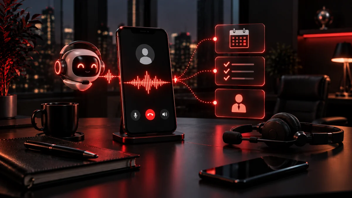 AI voice agent answering a business phone call, Avikosh Digital