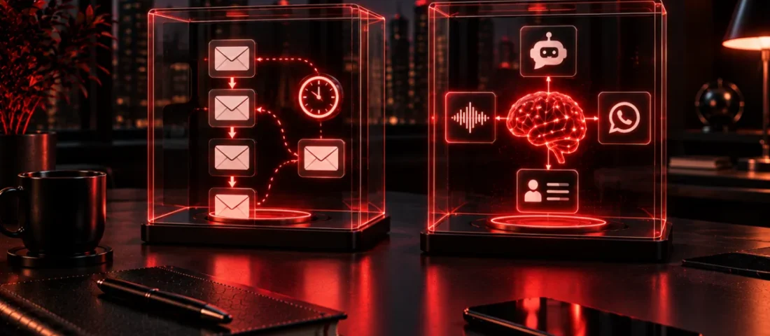 Marketing automation email sequence compared with AI automation systems, Avikosh Digital